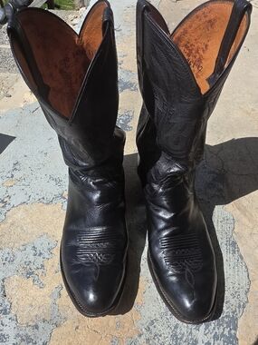 Lucchese M1020 Carson Black Lonestar Calf Leather Western Boots 12EE